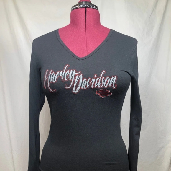 Harley-Davidson Black Embroidered Tee - Picture 1 of 8